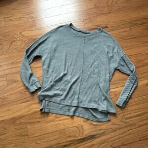 American Eagle Blue Gray Waffle Knit Long Sleeve Crew Neck Sweater Size Medium